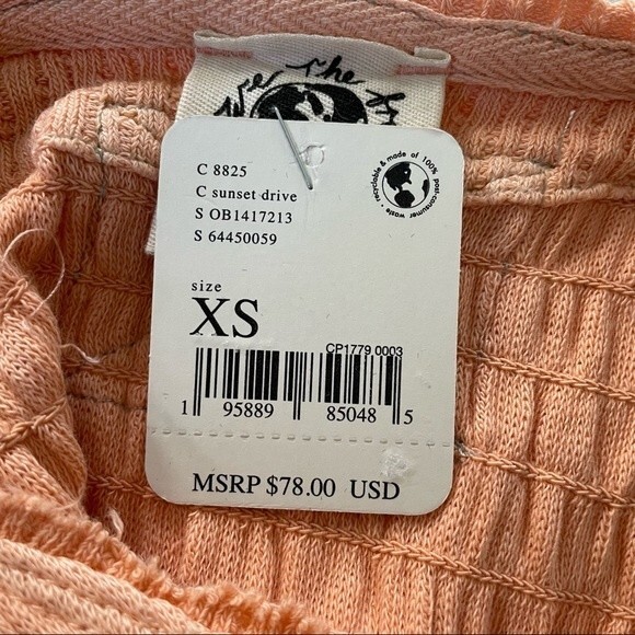 NWT‎ - FREE PEOPLE Care Red Delicious T-Shirt Top in Sunset Peach Orange Size XS - Picture 8 of 10